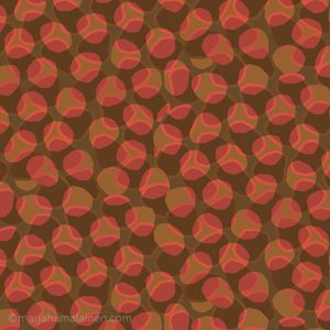 Sedimentation_003.Layered , orange, and brown round shapes on brown background.