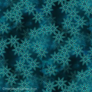 Delicate light blue coral inspired flowers layered on dark blue background. All-over print seamless repeat pattern.